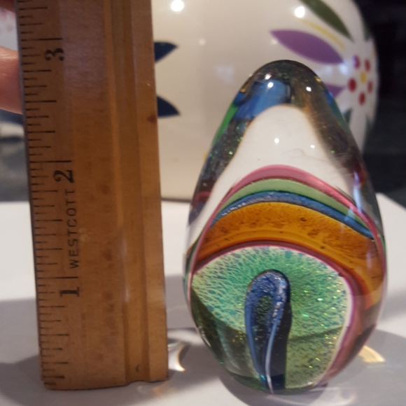 Hand blown glass egg paperweight